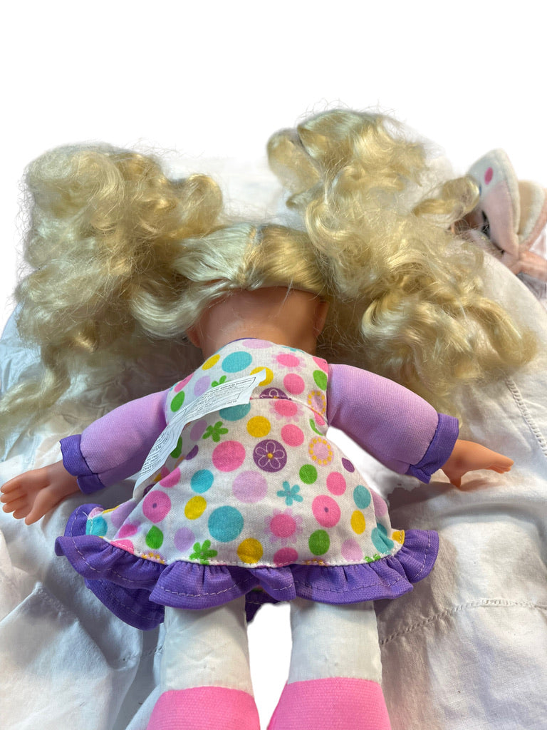 Kids Connection 12" Soft Bodied Long Blond Hair/Blue Eyed Doll with Fabric Dress & Shoes.