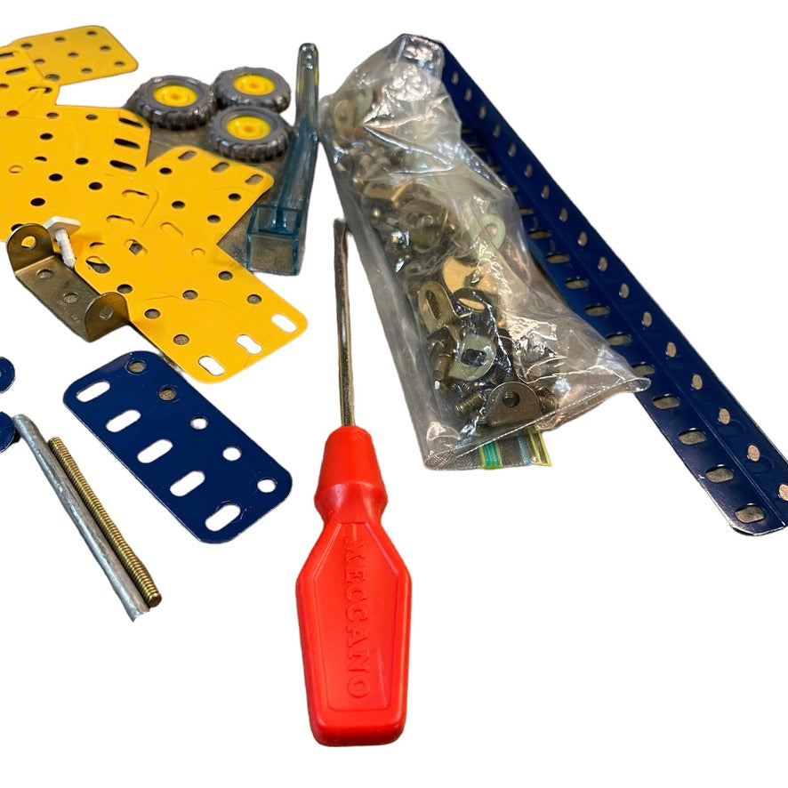 Vintage Meccano Building Set, 49 Pieces with Additional Bag of Hardware, Includes 2 Manuals