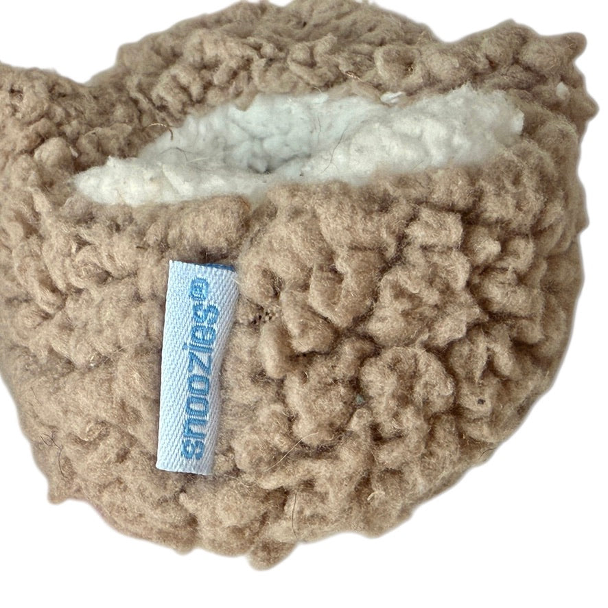 Snoozie's Baby Slippers, 3-6m. Embroidered Features, Beige/White Sherpa in EUC, So Cute!