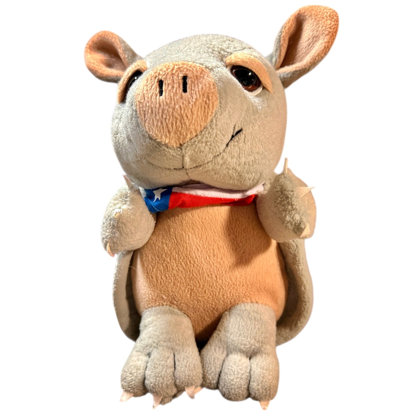Texas Products Plush Grey Armadillo Stuffed Toy with a Texas Flag Bandana in EUC