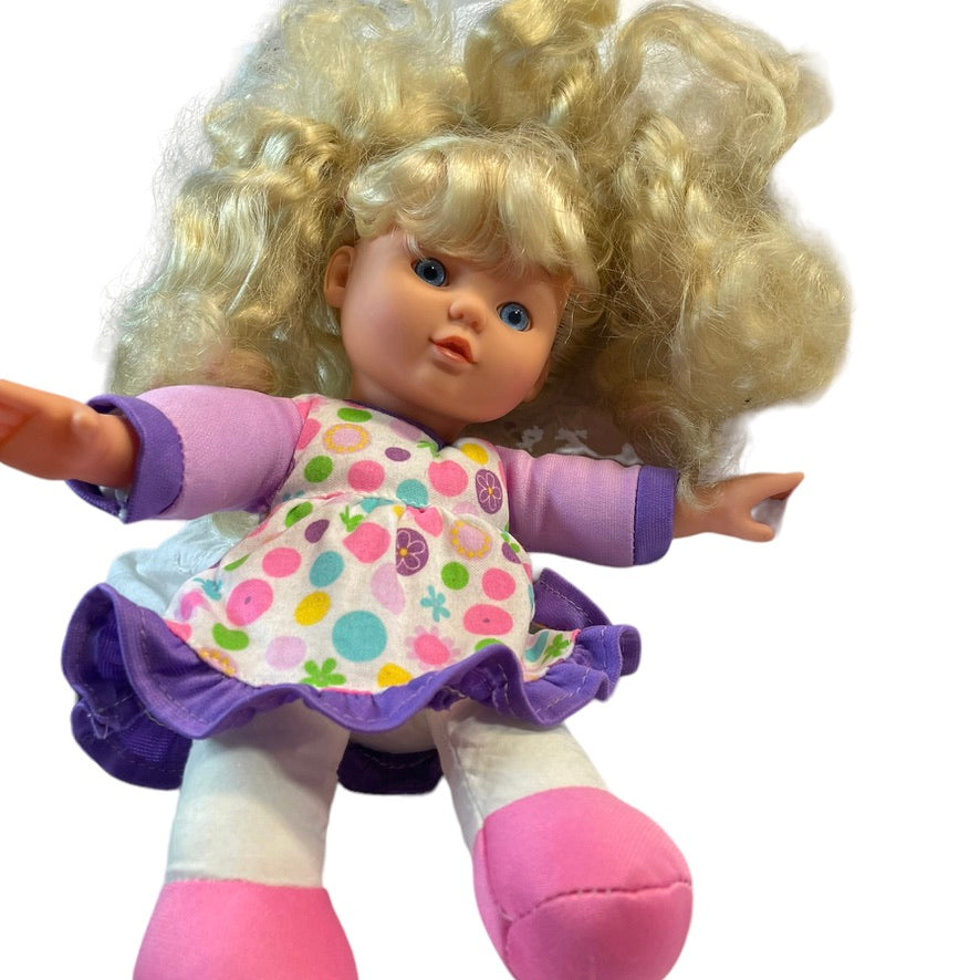 Kids Connection 12" Soft Bodied Long Blond Hair/Blue Eyed Doll with Fabric Dress & Shoes.