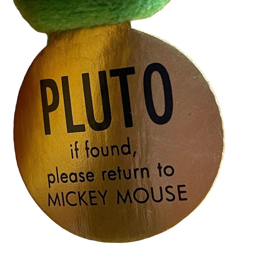 Pluto, Vintage Disney Parks 17" Stuffed Animal Plush with Green Collar & Gold Tag EUC