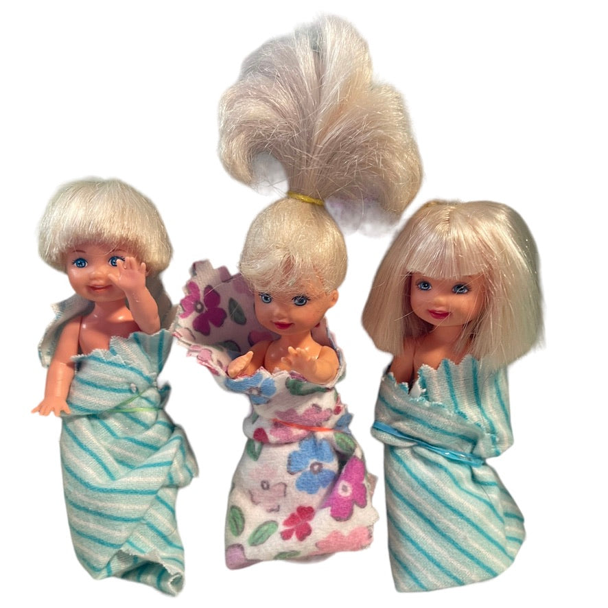 Barbie Vintage Moveable Mattel Littles, Blond with Back Levers Lot ot 3