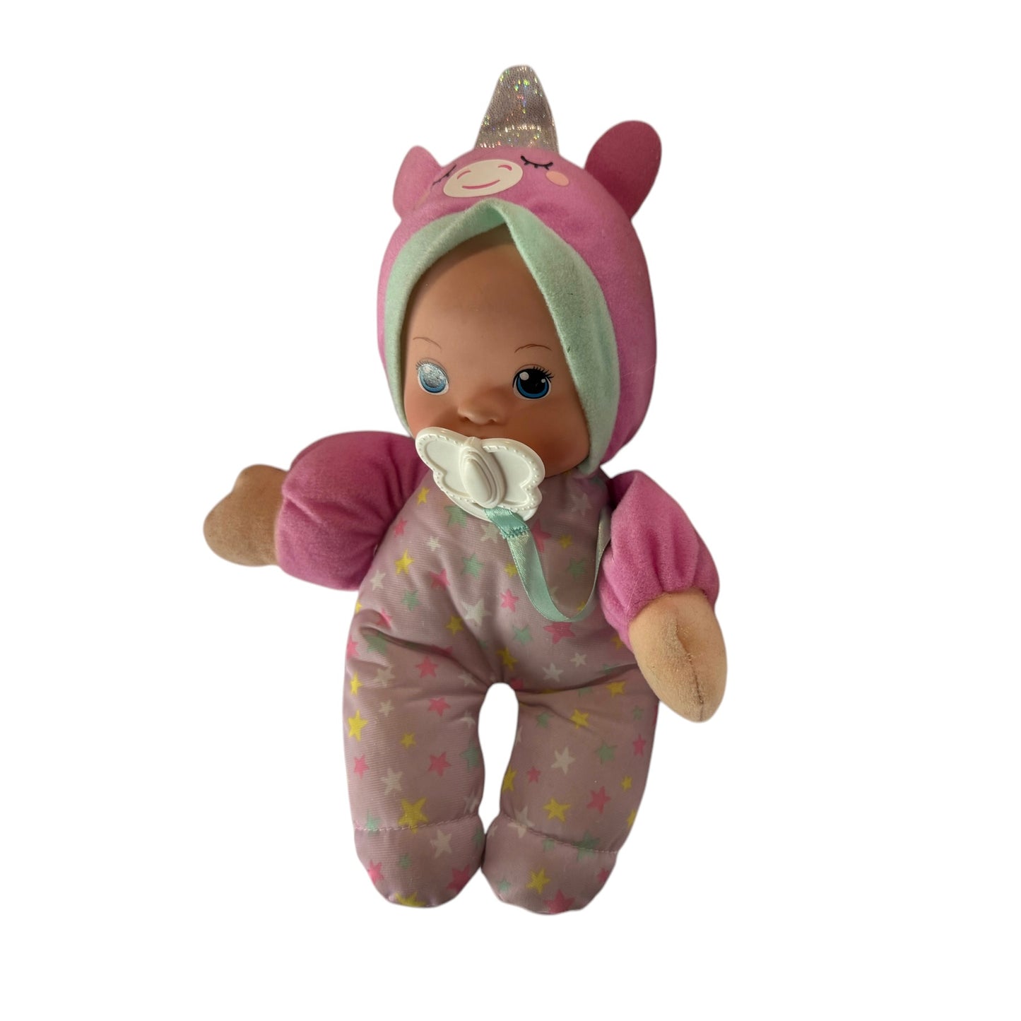 My Sweet Love, 10" Baby Doll with Unicorn Outfit and Plastic Pacifier