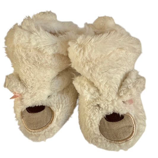 Carter's Fuzzy Bear Toddler Slipper Boots,  Cozy Lining, Grippy Bottoms & Tiny Pink Bow