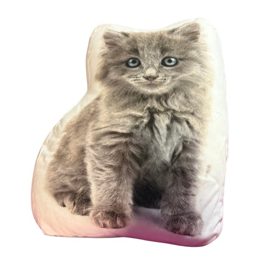 Adorable Kitten Print COZY 16" Cuddle Pillow/Cushion in EUC - Decor. or Sleepy Time Friend!