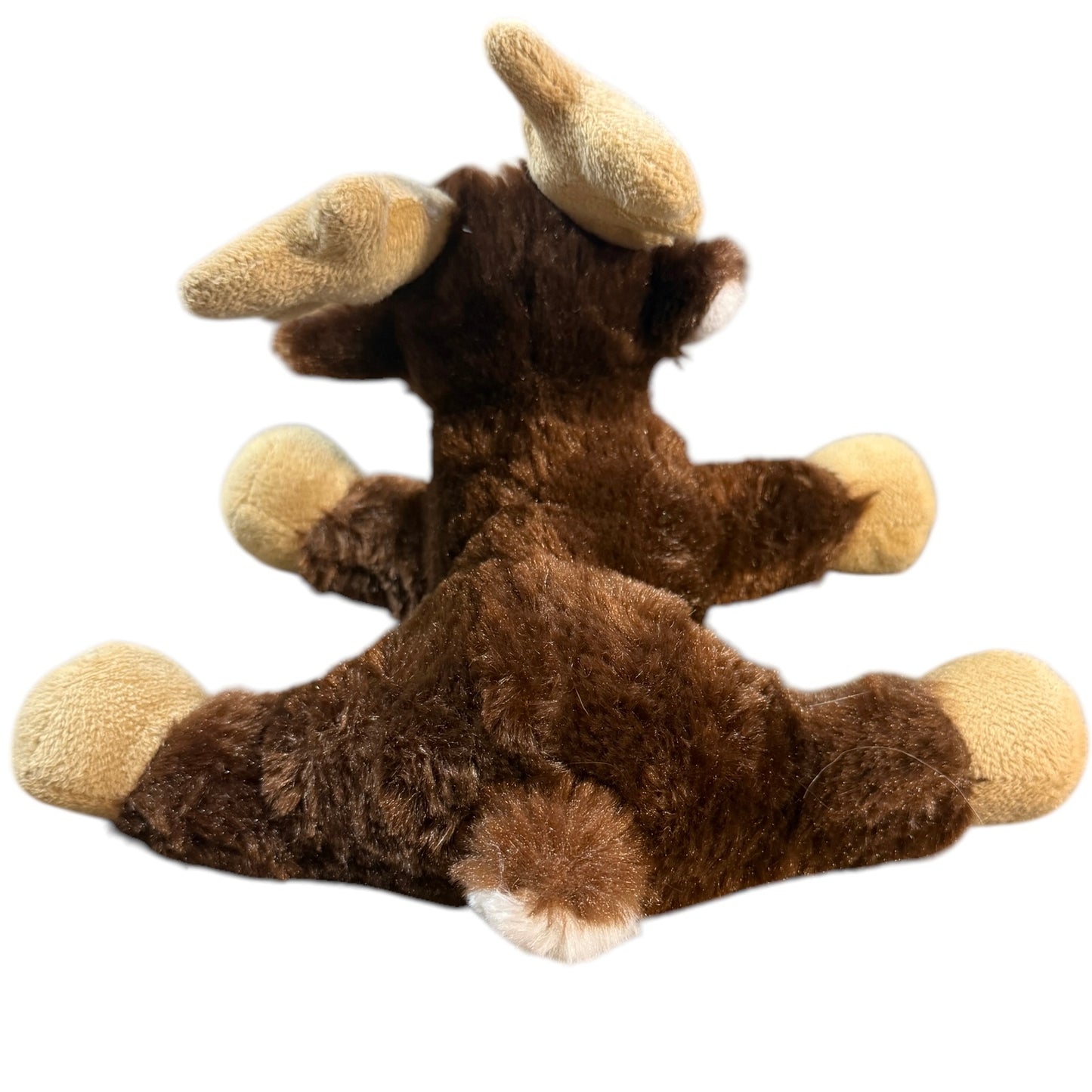 Silky Soft Brown Moose Plush with White Markings, Tan Antlers and Hooves 7x8" in EUC
