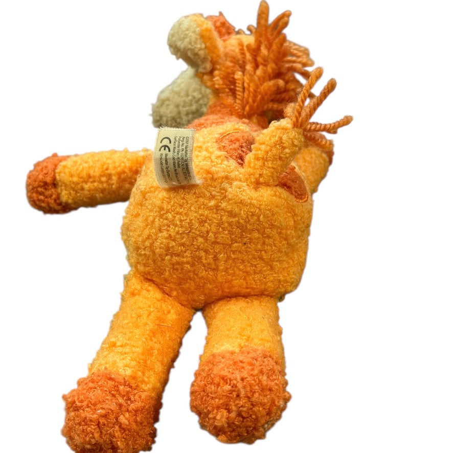 Vintage Manhattan Toy Company 7" Giraffe Nubby Fabric, Embroidered Face, Wool Mane & Tail