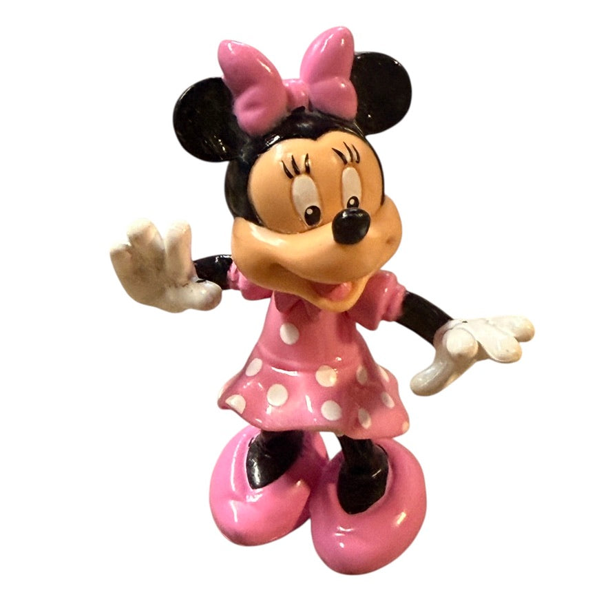 Disney Collection of Polka Dot Minnies, Soft and Hot Pink, 2-3.25" Toys or Cake Toppers in GUC