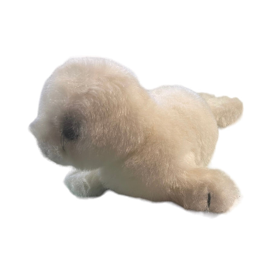 Beautiful Plush Harp Seal 15" White, Black Whiskers & Bead Eyes Stuffed Animal Toy in EUC