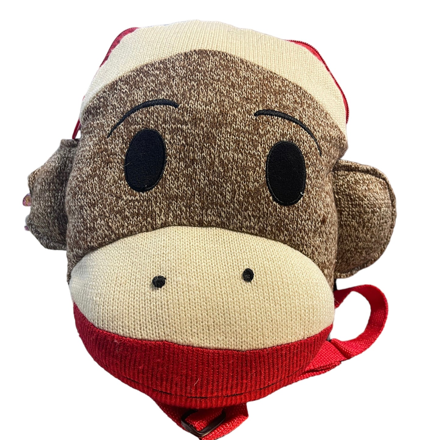 MAXX Classic Zippered SockMonkey Backpack / Pillow Adjustable Straps, Room for Treasures!