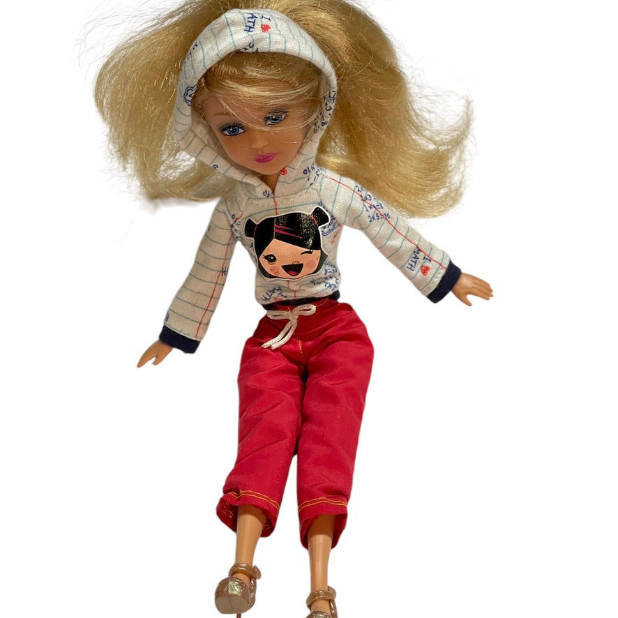 Zuru Fashion Doll, Thick Blond Hair, Cute Hoodie and Red Drawstring Pants, Amazing Gold Shoes!