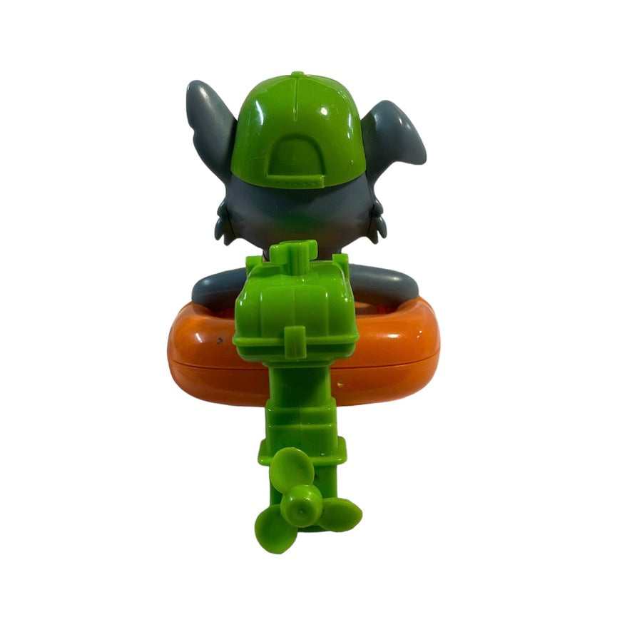 Paw Patrol Rocky Bath Paddlin' Pup in Orange Dinghy, Green Outboard Motor, Good Preowned Condition