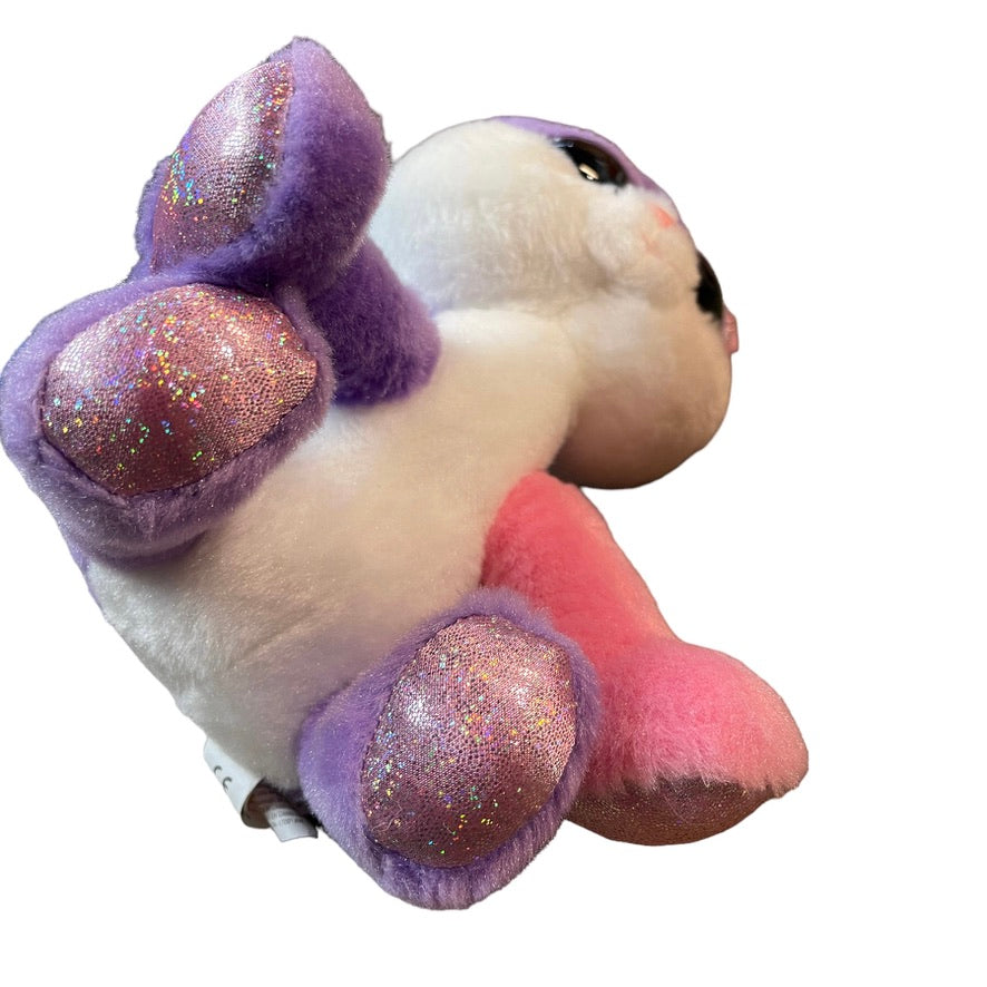 Russ Li'l Peepers,’ Lucky’Pink & Purple Colour Block Cat Stuffed Animal Sparkle Ears & Eyes