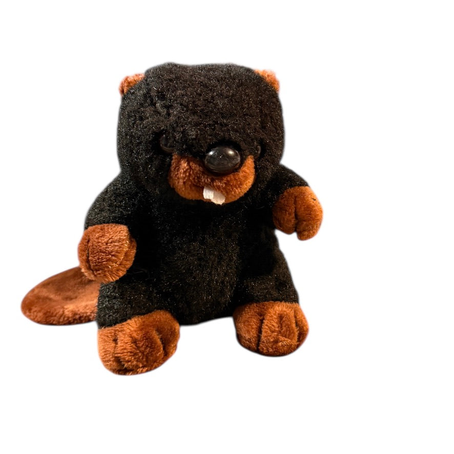 Vintage Plush Beaver Rare 8" Stuffed Animal Toy with Shiny Black Eyes, Flat Tail & Big Teeth!