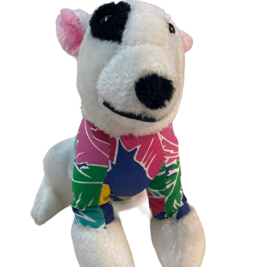 A,C.E. Spuds Mckenzie Vintage Bull Terrier Dog Plush Stuffed Animal in Iconic Floral Jacket