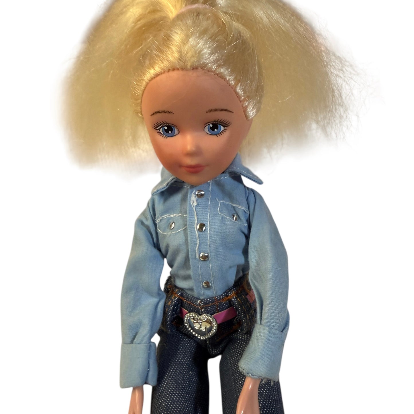 Paradise Kids 10" Blond Western Cowgirl Doll Denim Outfil, Cowboy Boots & Fancy Belt Buckle
