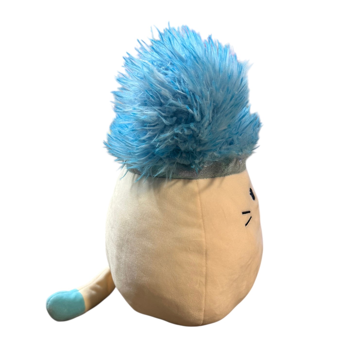 Cora the Cat, a Squish-Doos Squishmallow Plush Toy, Cream/Turquoise & Wild Blue Hair in EUC
