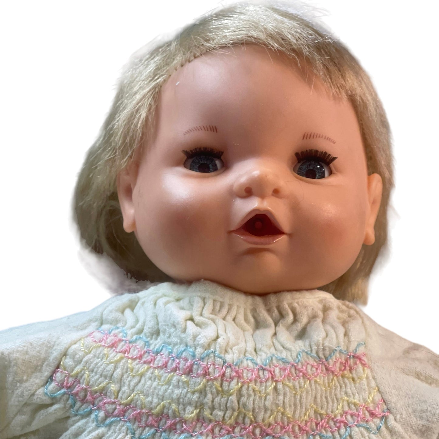 Irwin Crying Baby Doll, Vintage 1990, Smocked Nightie & Soft Fleece Blanket- Working