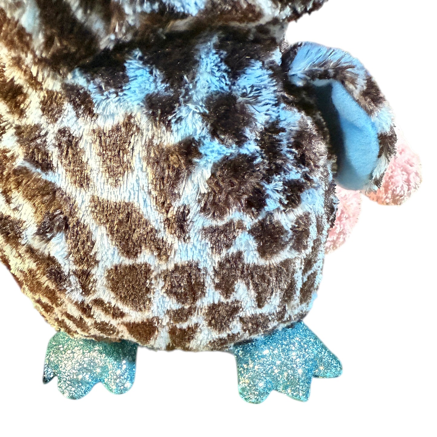 TY 9" Beanie Boo Blue Owl, Yago, has  Brilliant Sparkly Blue Eyes, Beak & Feet, Fluffy & Adorable with Tags