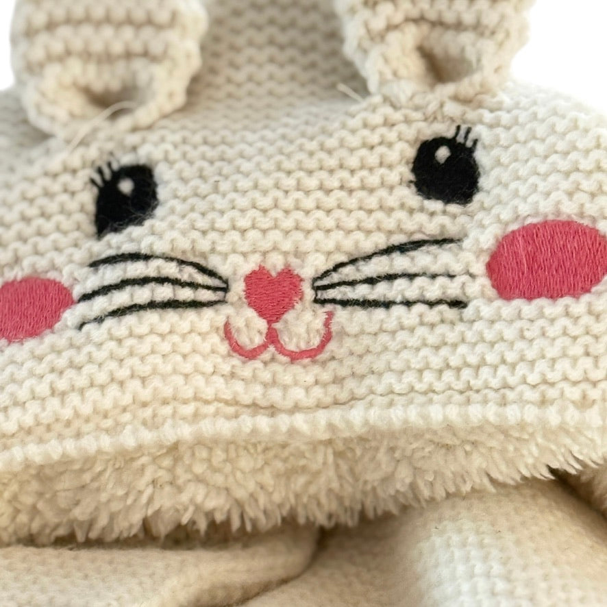 Waikiki Button Front Ecru Knit Vest with Fleece Lining & Sweet Embroidered Kitten Face 9-12 m