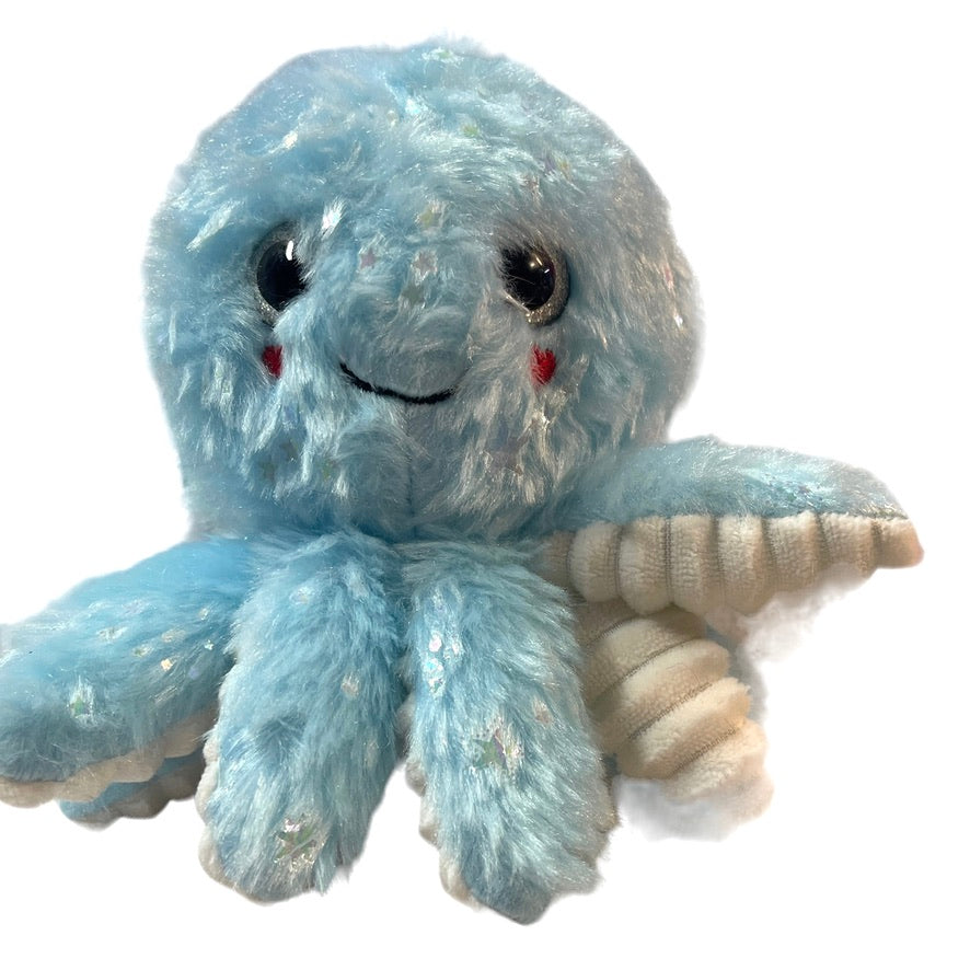 Sparkly  Sky Blue Baby Octopus, Ribbed Tentacles, Bright Shiny Eyes and a Big Smile! GUC