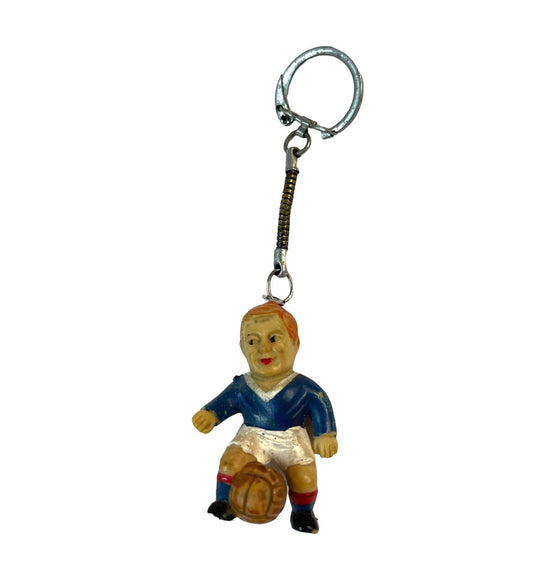 Retro England Footballer Keychain with Ball in Good Preowned Condition