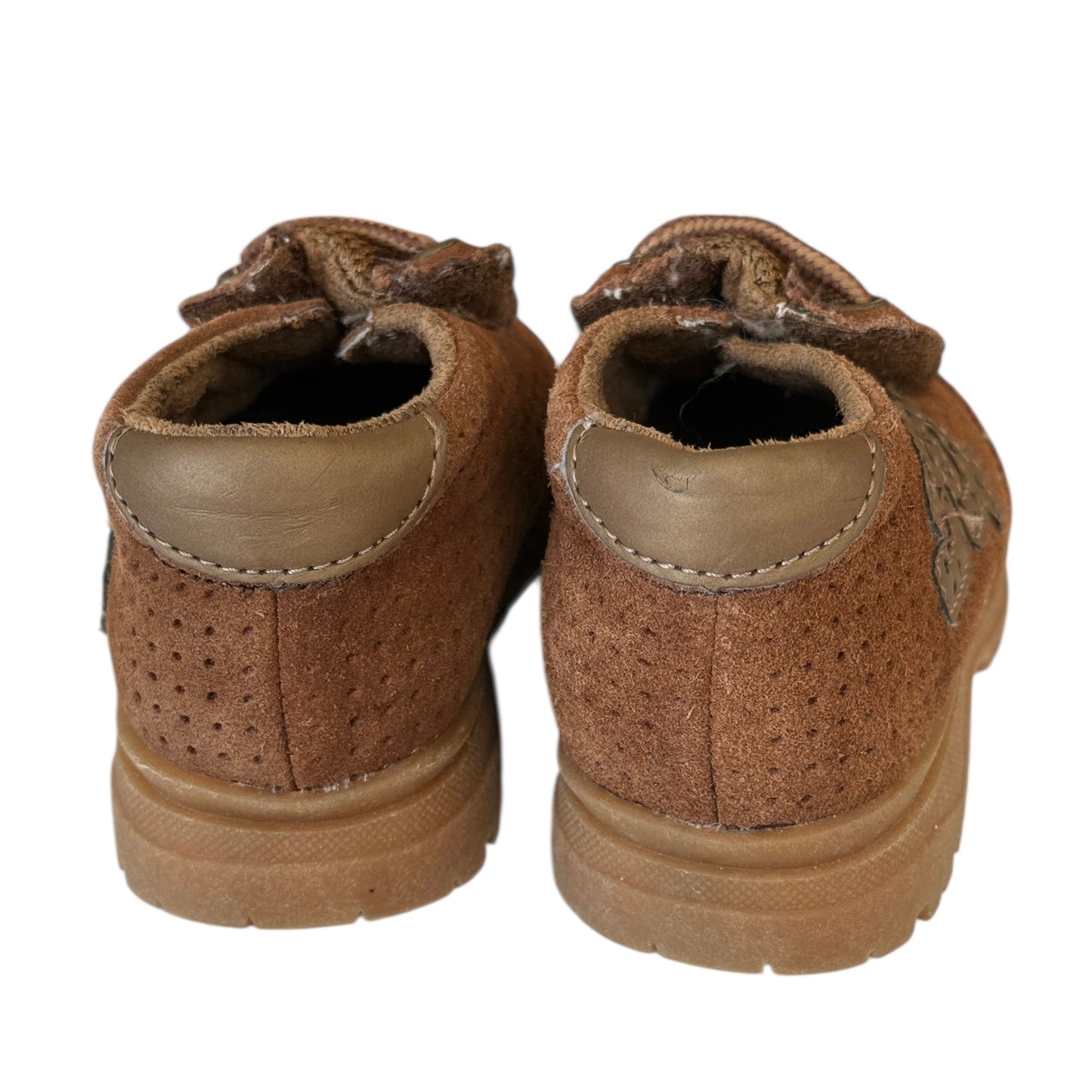 Bum Kids Faux Tie Up HooK & Loop Closure Brown SuedeBoots, Size 3 -Clarence in GUC
