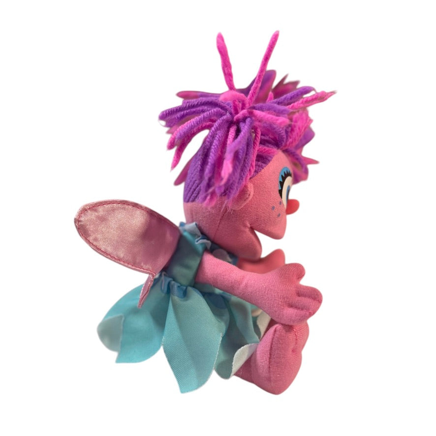 Sesame Street Abby Cadabby Plush 8" Fairy Doll,Pink Body, Wings & Aqua Dress, Pink/Purple Yarn Hair