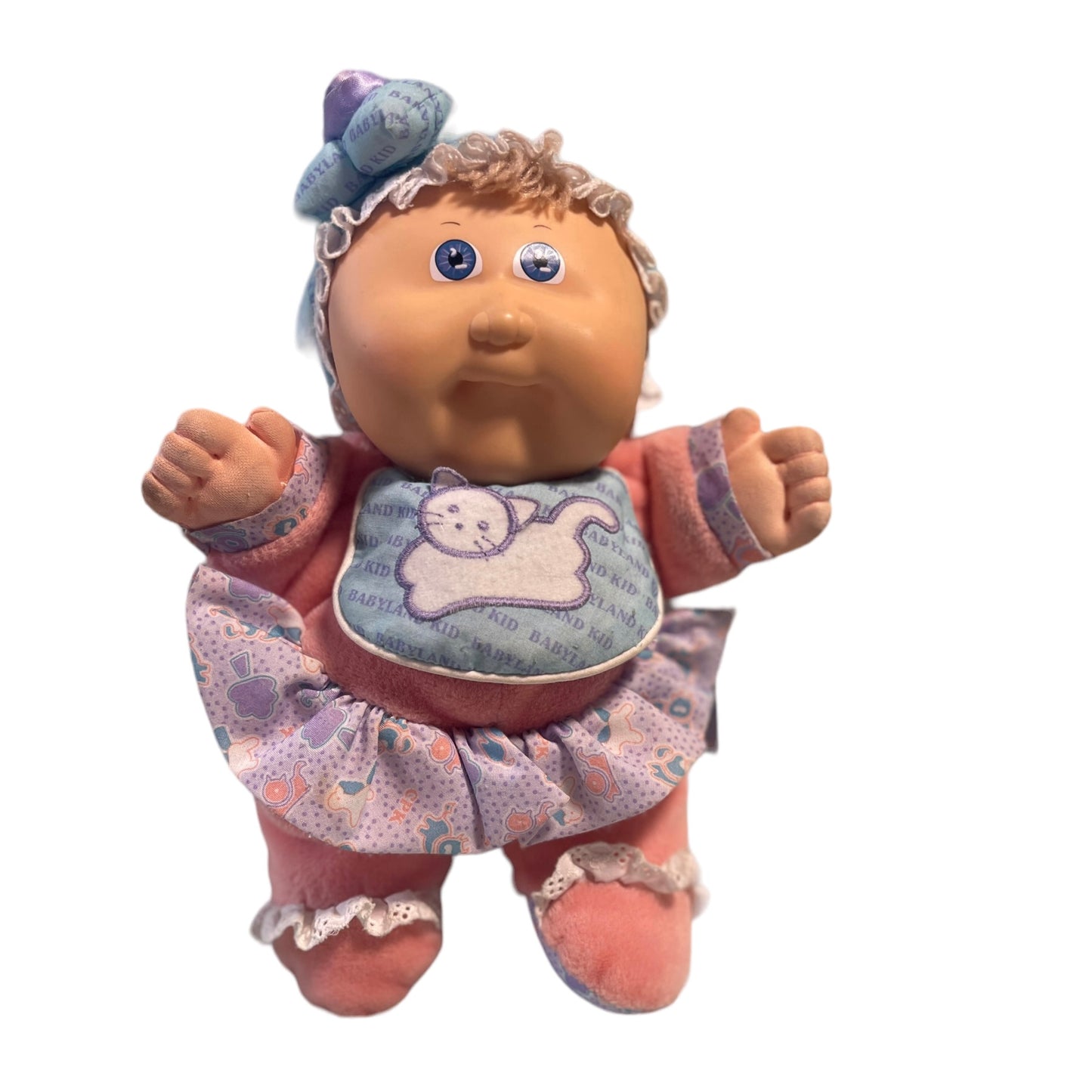 Hasbro Baby Land 10" Cabbage Patch Kid VTG 1988 Doll with RATTLE Plush Bib in EUC