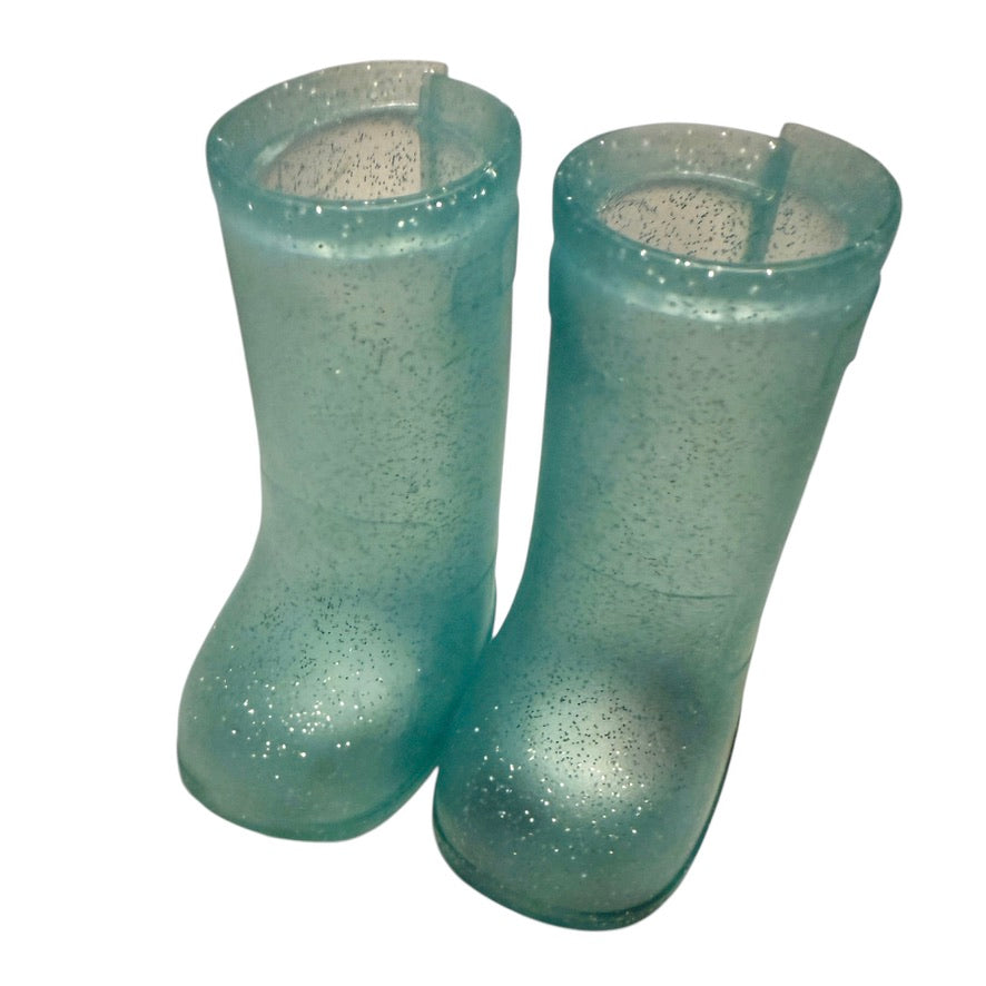 Teal Glitter Boots For 18" Fashion Dolls, Fits My Life, Our Generation, American Girl- Preowned