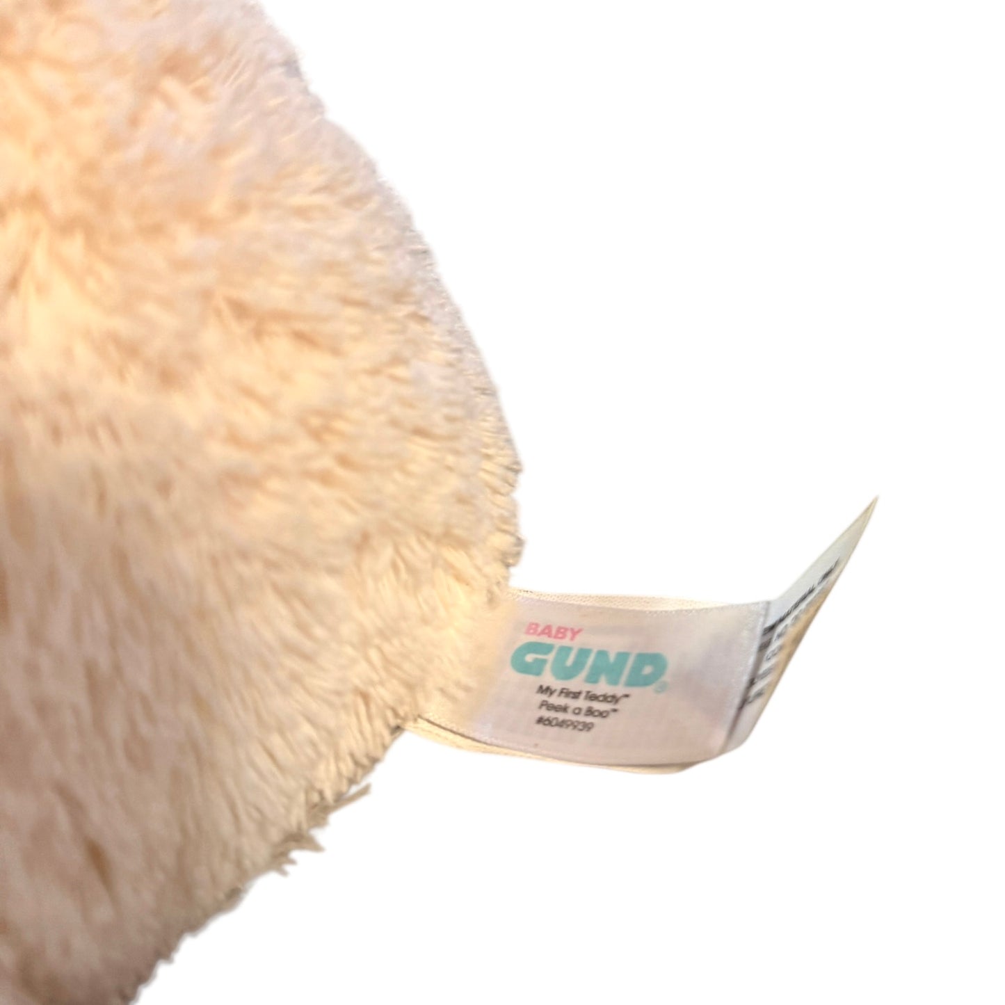 Gund Cream Animated Peek-a-Boo Teddy Bear with Satin Trimmed Blanket in EUC