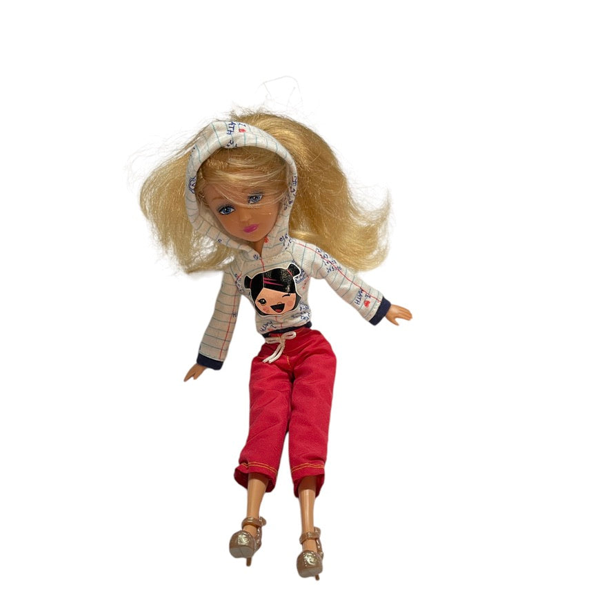 Zuru Fashion Doll, Thick Blond Hair, Cute Hoodie and Red Drawstring Pants, Amazing Gold Shoes!