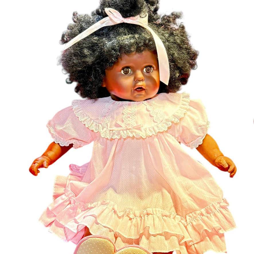 Exquisitely Made Black 24"Toddler Doll, Big Brown Eyes, Ultra Black Curly Hair, Adorable!