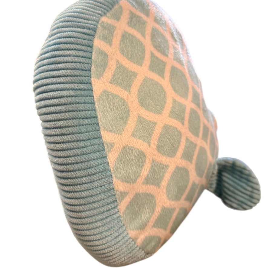 Costco Little Miracles Soft Turquoise & White Patterned Cotton & Corduroy Whale Pillow HTF