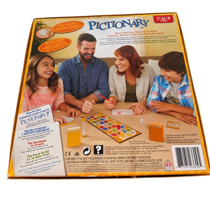 Mattel Pictionary Game with new Pop Culture Category in Good Preowned Condition