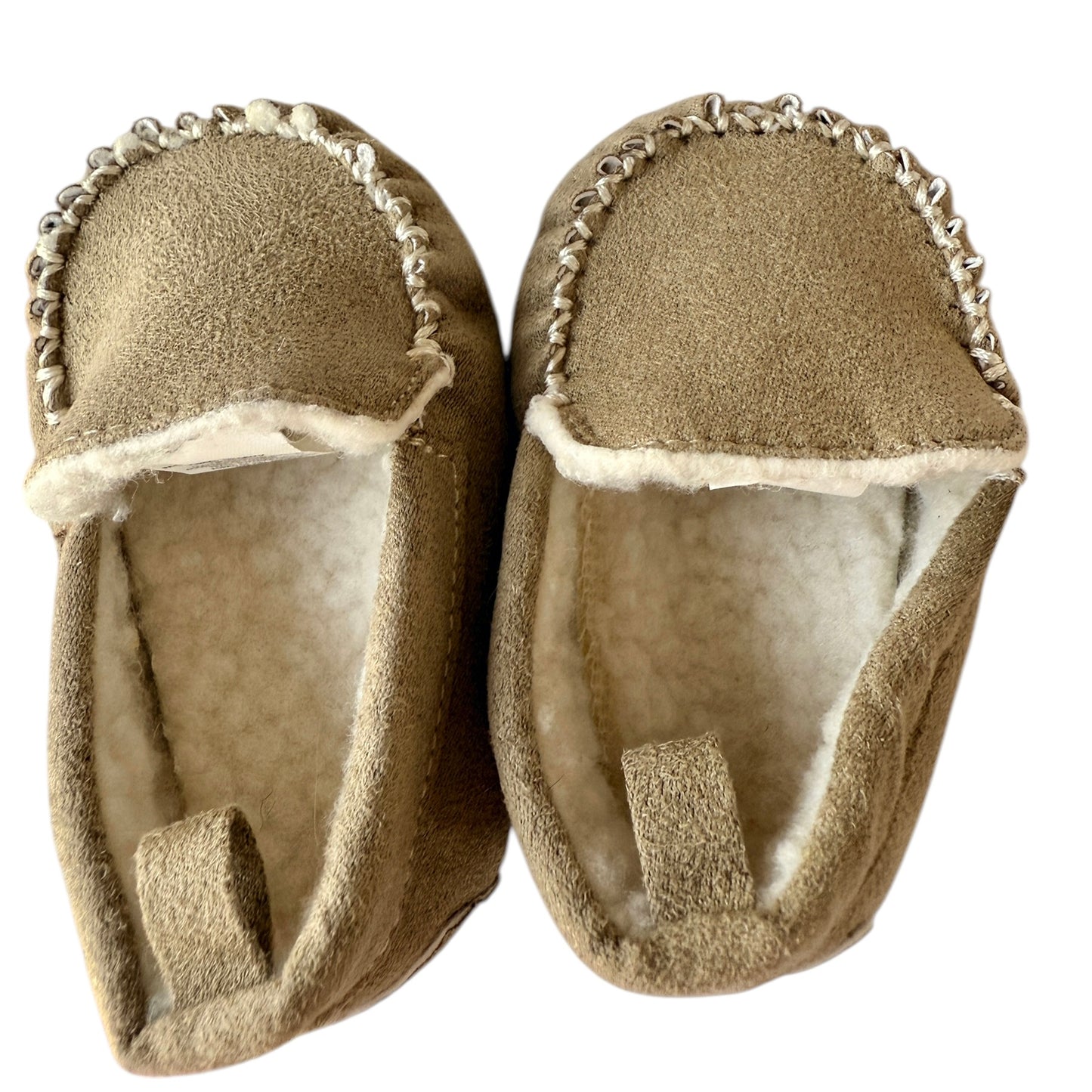Rising Star Beige Moccasin Infant Slippers 3-6 Months in Excellent Preowned Condition