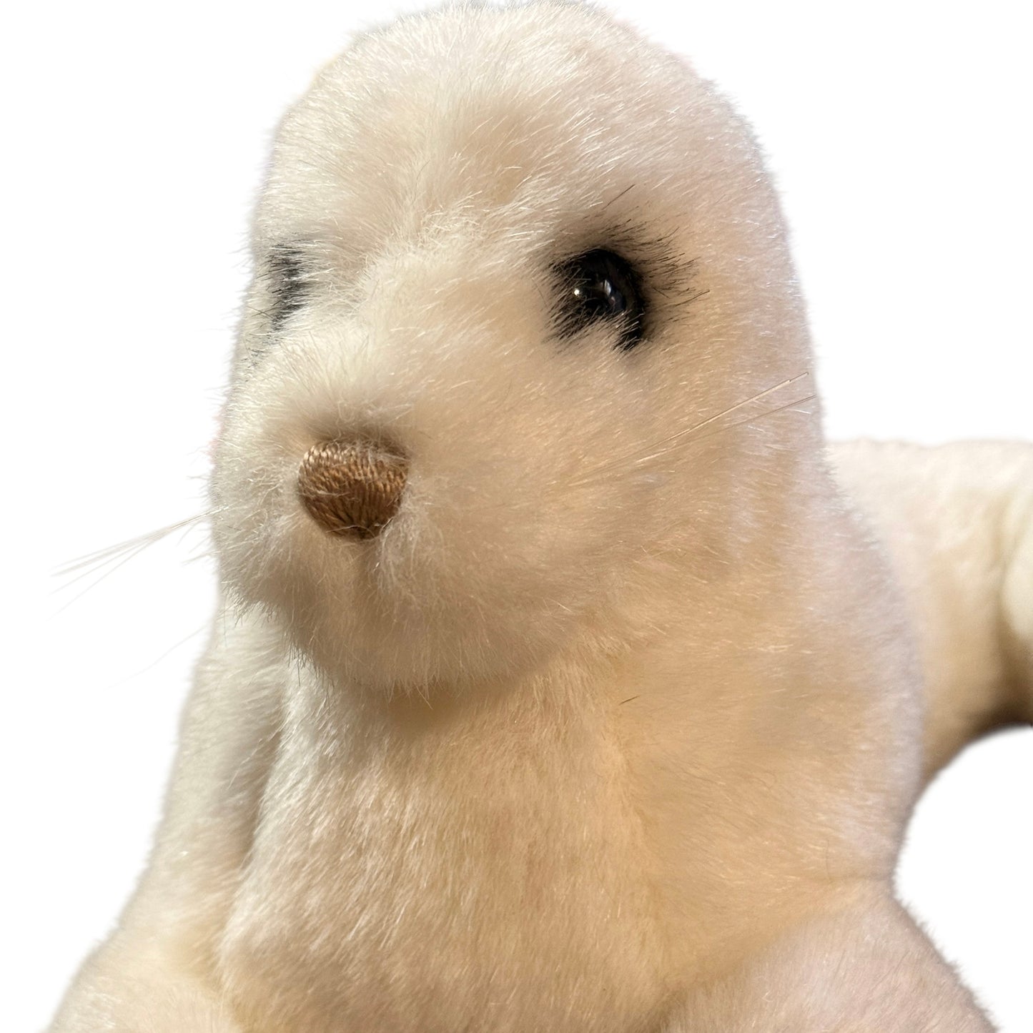 Rare White Seal Pup Plush Toy,  Gund 1986, Made in Korea, Black Glass Eyes & Pink Satin Nose