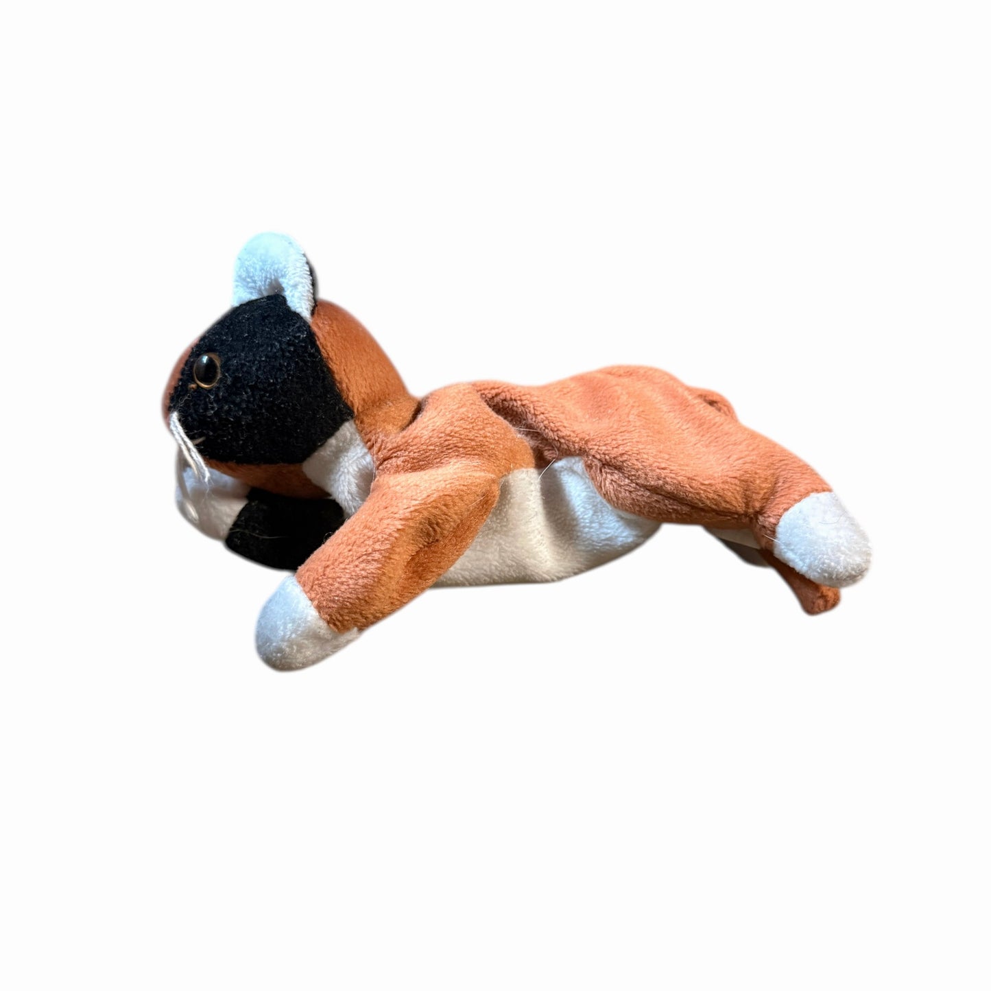 Vintage Ty Beanie Baby Calico Cat, 'Chip' Caramel, Black & White, Long White Whiskers in GUC