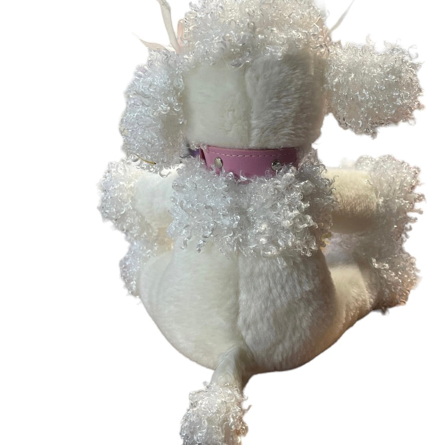 Classic French Poodle Plush with Pink Collar & Bows EUC Unbranded