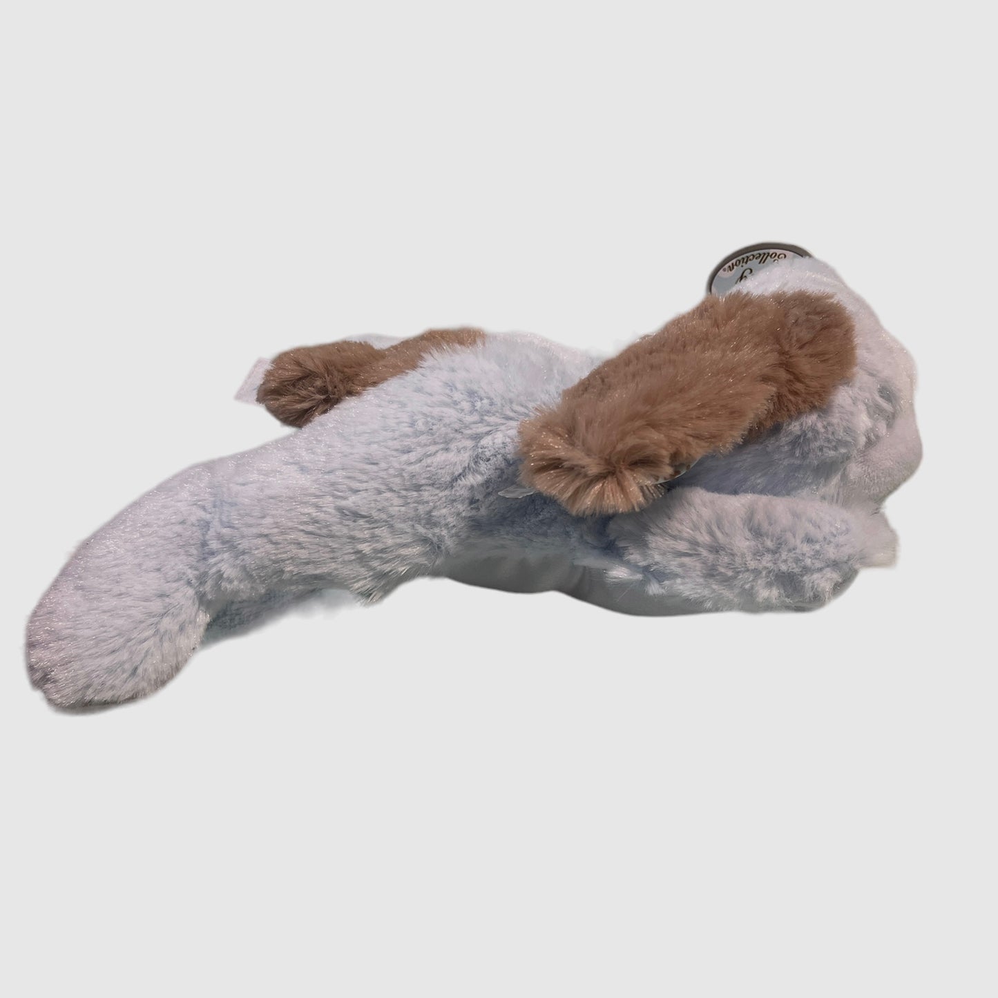 Bearington Baby Rattle Soft Blue & Brown CuddlyPuppy, Satin Tummy and Eyepatch Preowned with Tsgs