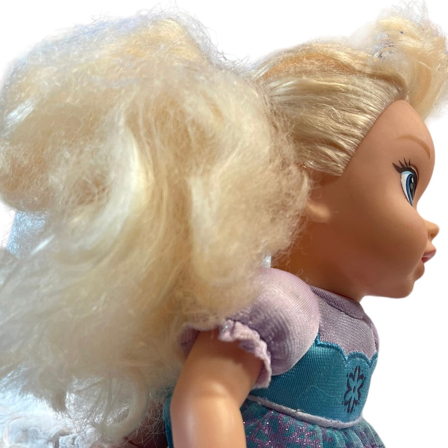 Disney 12" Baby Elsa Doll Painted Face, Original Dress Frozen GUC
