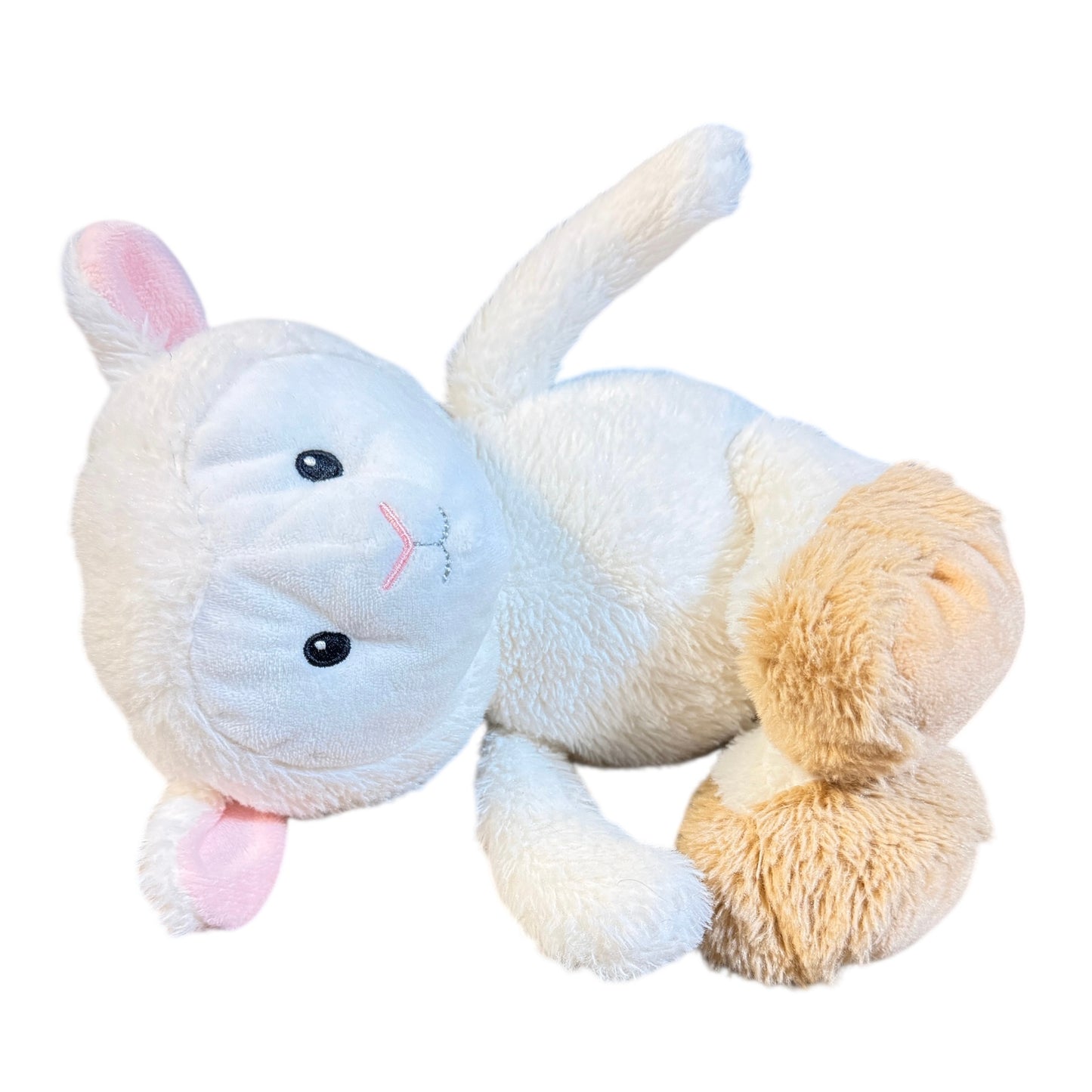 Animal Adventure Plush LAMB / Sheep, Cream with Sewn Features, Pink Ears & Tan Hooves