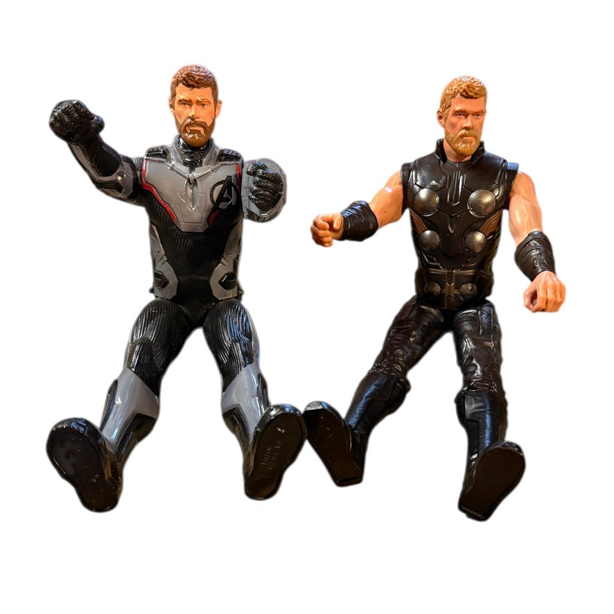 Two Marvel Avengers Titan Hero Series Thor Movie Action Figures in Great Preowned Condition