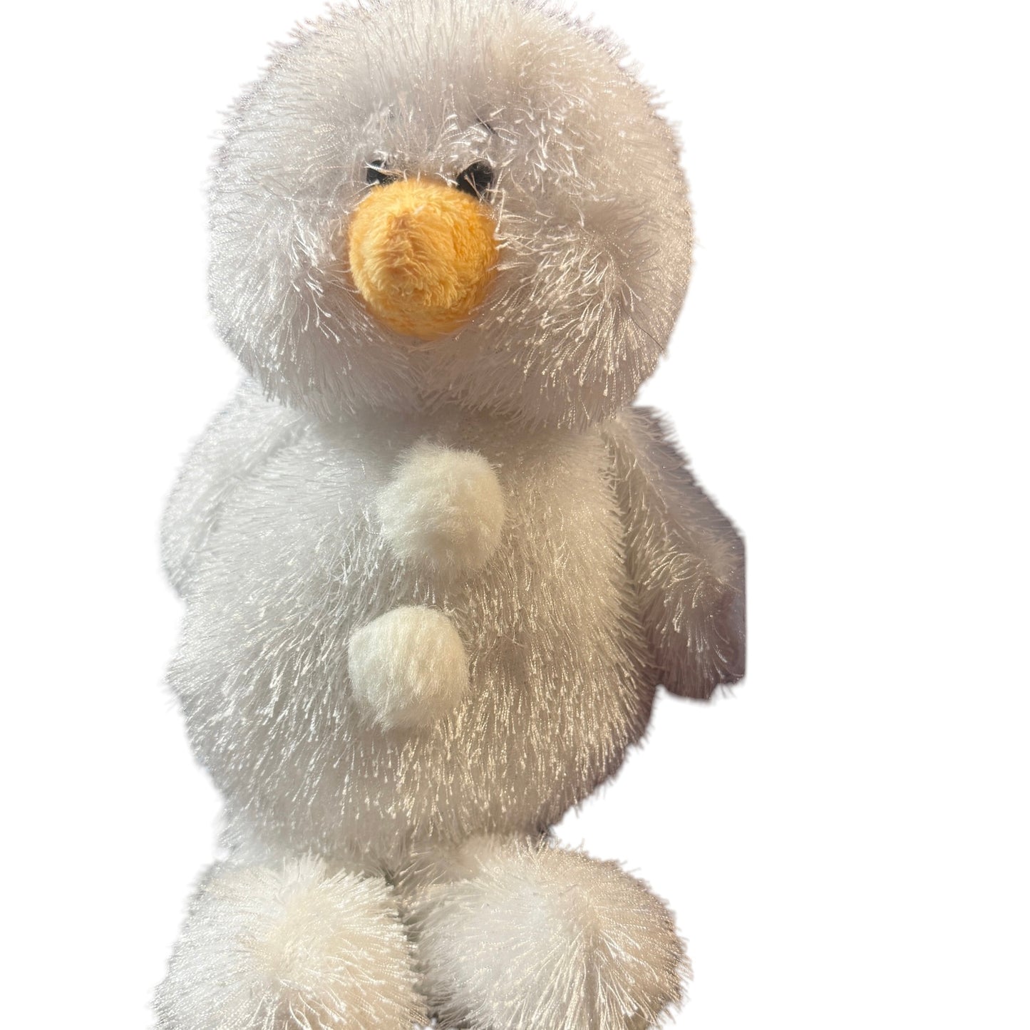 Ganz Webkinz HM370, Fluffy Long Haired Bright White Segmented Snowman Yellow Nose NC
