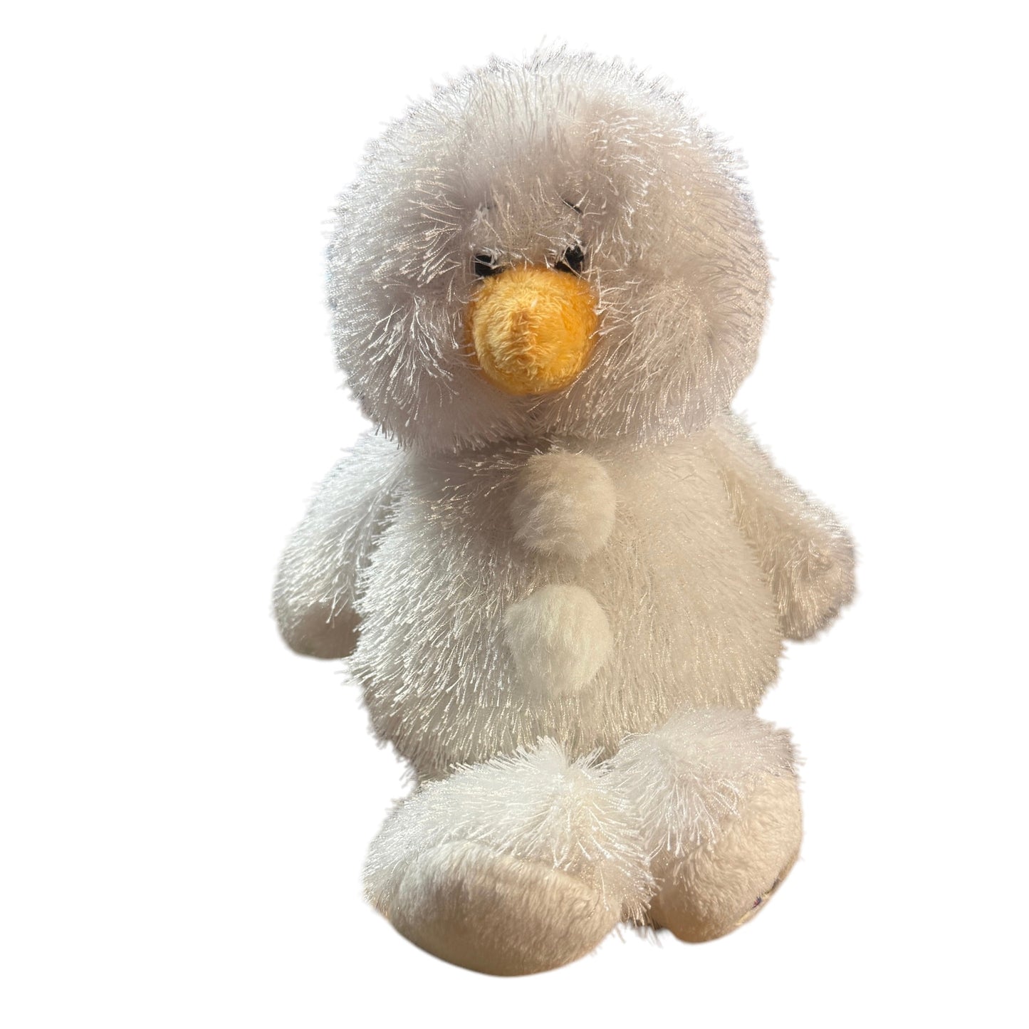 Ganz Webkinz HM370, Fluffy Long Haired Bright White Segmented Snowman Yellow Nose NC