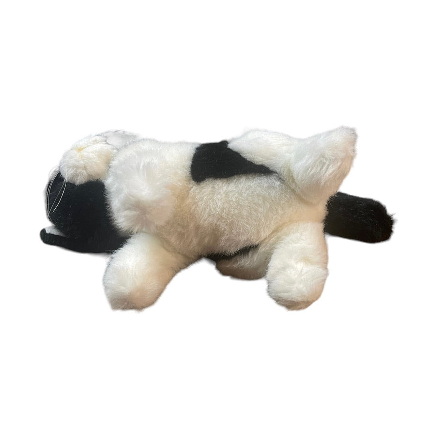 Classic Tuxedo Cat Black & White 9" Stuffed Animal Plush Kitten, Long Whiskers, Pink Nose!
