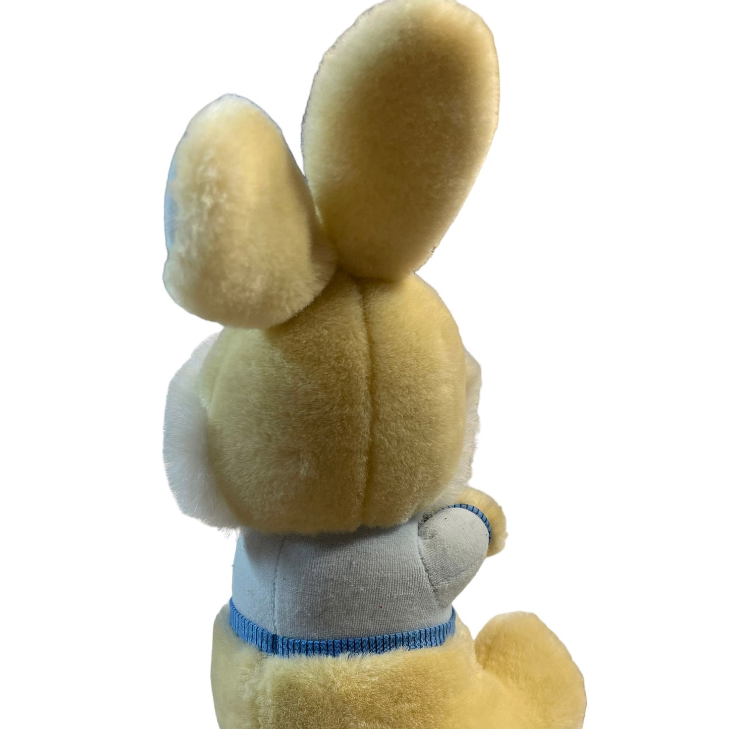 Sweet Vintage Bunny, Cream & White with Blue Ears Feet & Jacket. Stuffed Animal Toy