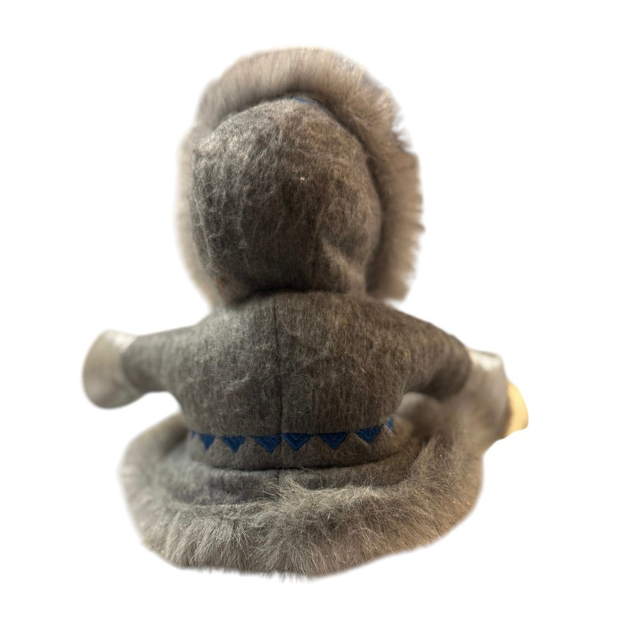 Little Snowflower, Indigenous Cloth Doll with Sweet Porcelain Painted Face, Fur& Felt Clothes
