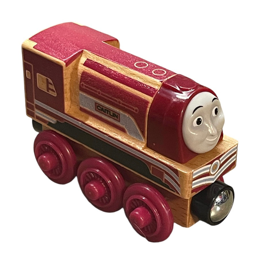 Thomas & Friends, Caitlin & Tender Real Wood Series FHM47 Lot of 2 Red & Gold EUC